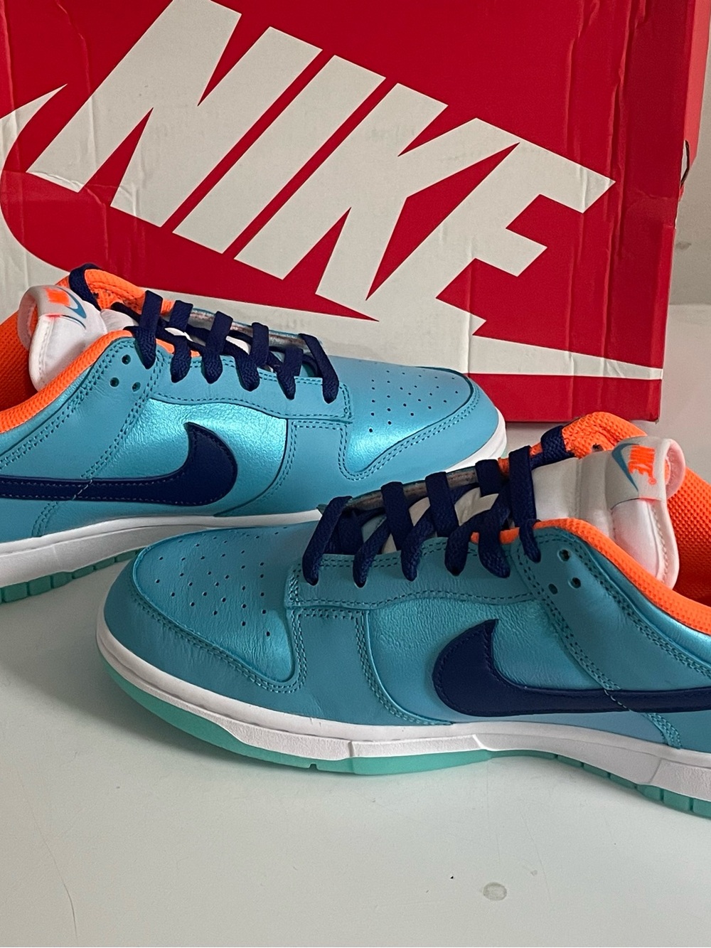Nike Dunk Low SE Mens 10 Baltic Blue Total Orange New - Picture 4 of 5